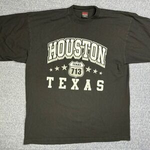 Y2K AND Heavy Weight Houston Texas 713 H Town Graphic T Shirt 2XL Gangster‎